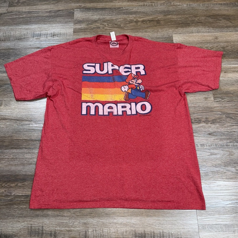 Nintendo Shirt Mens Extra Large Retro Super Mario Running Rainbow Graphic Print